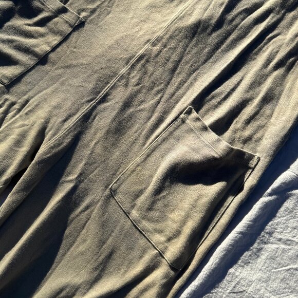 For Days Wear Wrecklessly Organic Cotton Relaxing Romper Distressed Khaki Sage - Picture 4 of 15